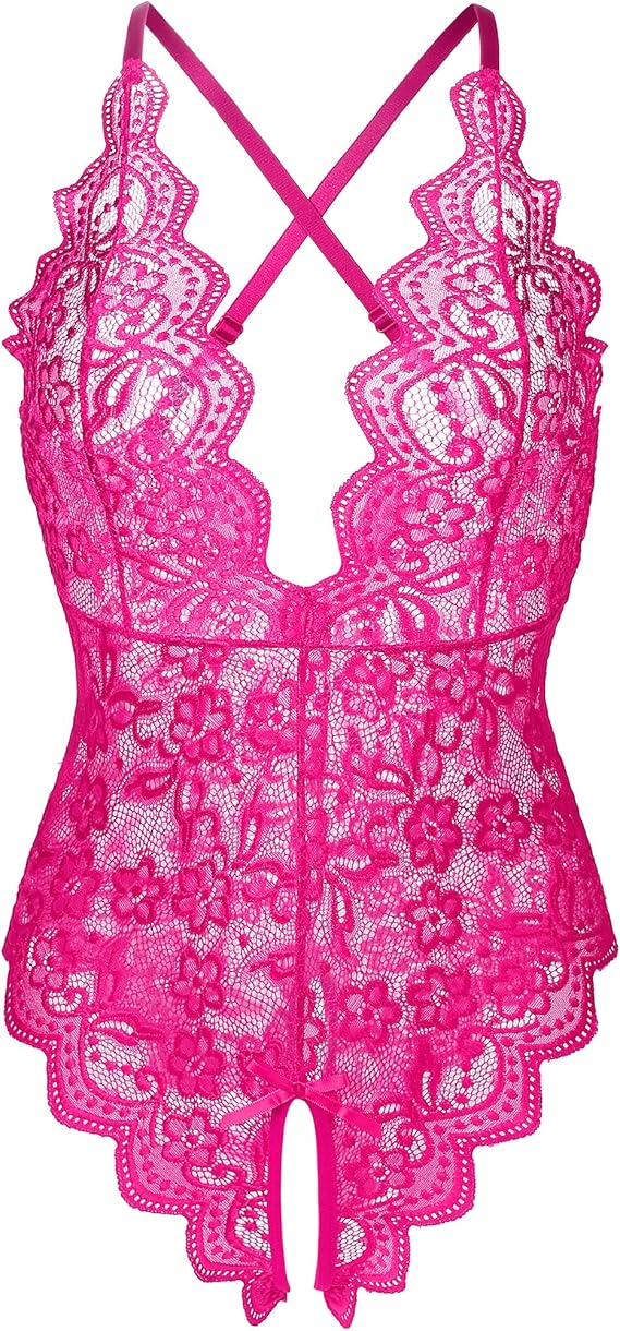 donnalla 女式连体泰迪低胸蕾丝紧身衣优雅蜜月内衣