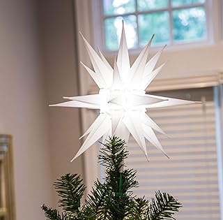 亮白色 3d 照明圣诞树顶饰 - 可用作降临之星,伯利恒星或假日灯装饰