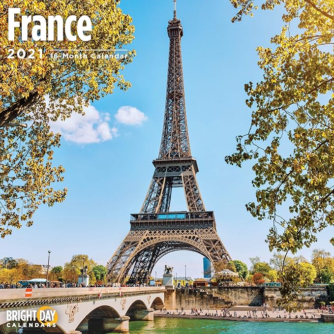 2021 法国 bright day挂历,30.48 x 30.48 厘米,欧洲旅行目的地