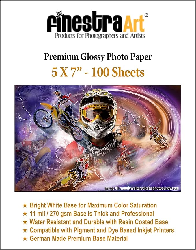 5" x 7" 100 sheets premium glossy photo paper