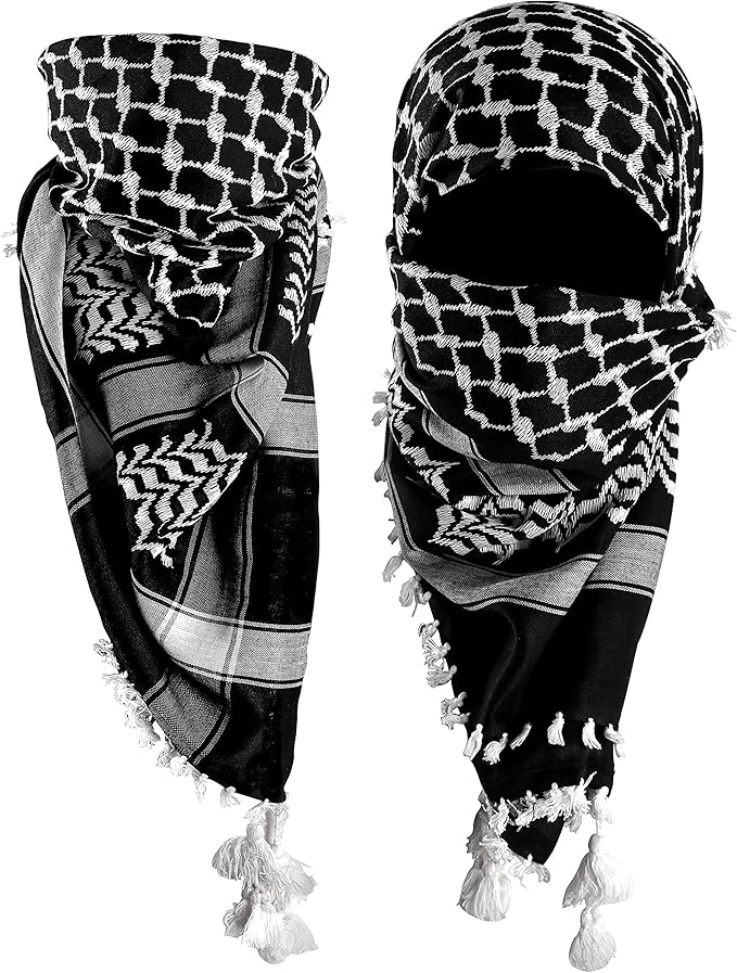 mora 优质围巾:大号 * 纯棉阿拉伯战术*沙漠头巾 keffiyeh 包裹带流苏