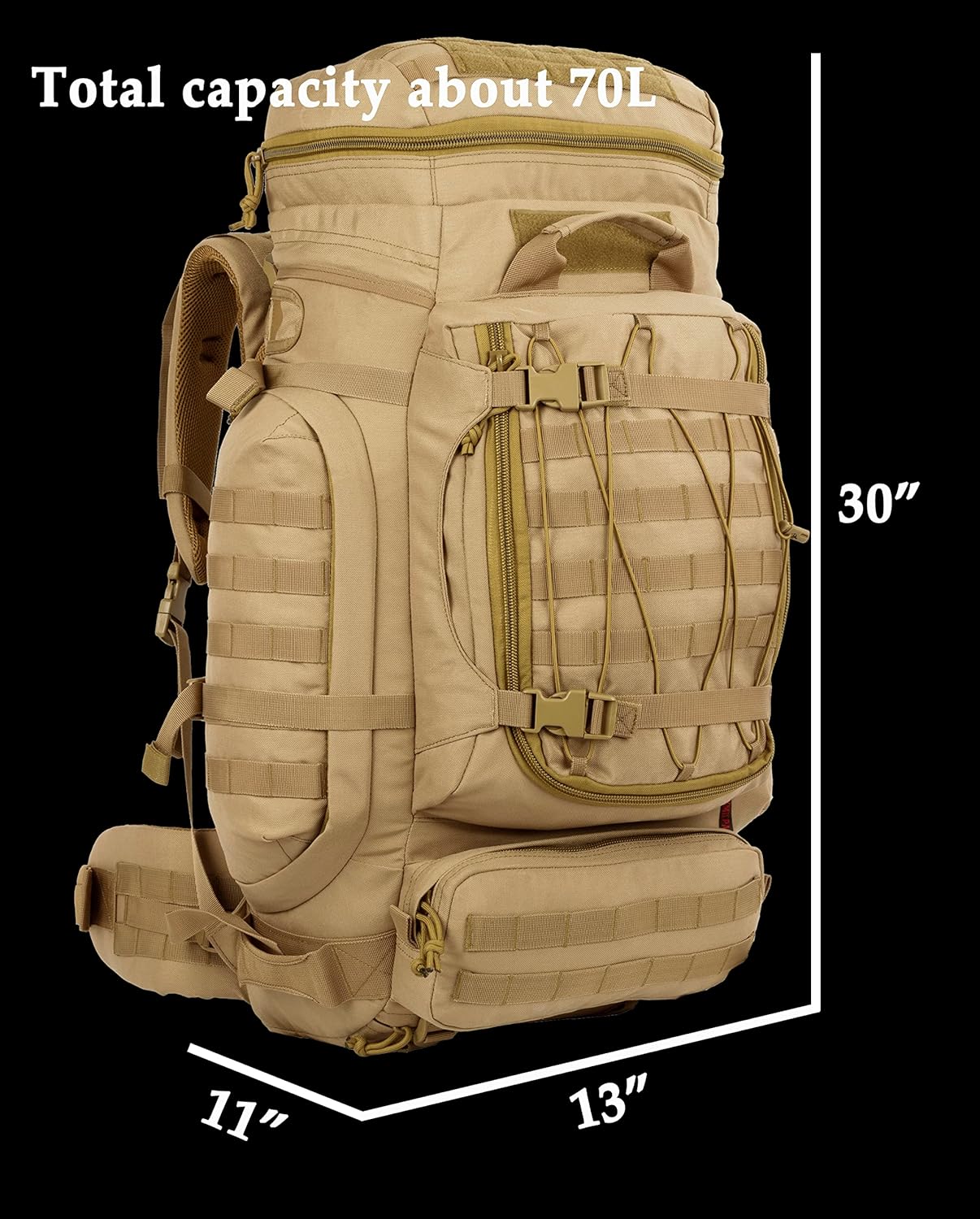 xmilpax 内部框架背包*帆布背包战术molle 包适用于背包徒步旅行露营