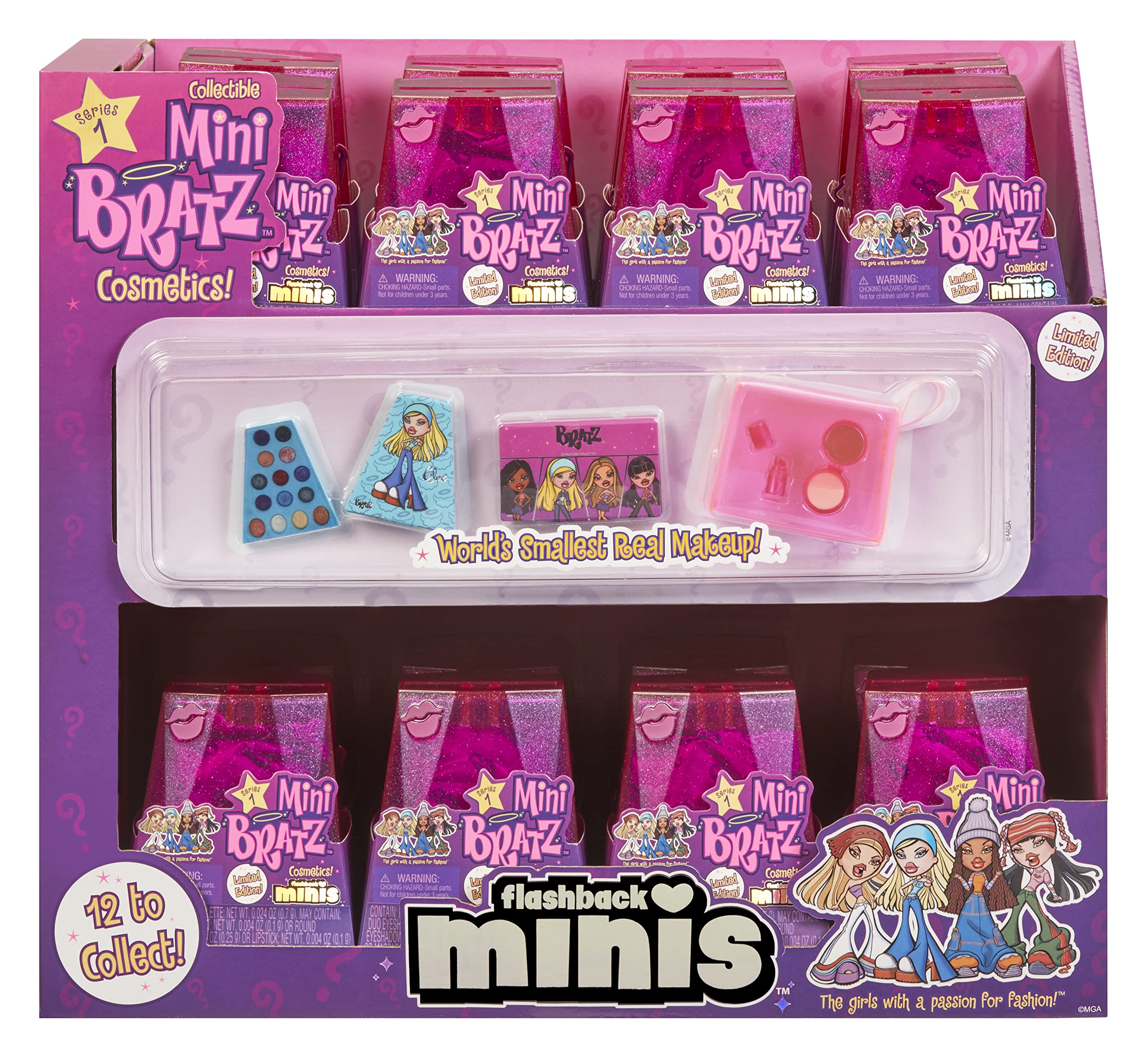 MGA's Miniverse Bratz Mini Cosmetics - Complete collection of 2 Bratz Mini cosmetics each in blind packaging and showcasing Y2K nostalgia collector ages 6 7 8 9 10+