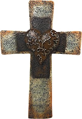 faith hope love 树脂墙十字架心形和铭文宗教礼物