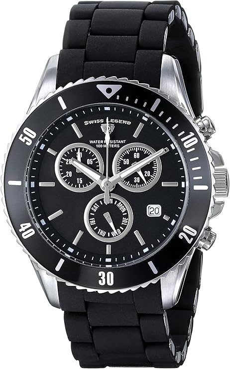 swiss legend 男式 93609-11 luminoso 模拟显示瑞士石英黑色手表