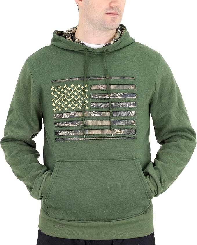 mossy oak 男式美国国旗高性能羊毛连帽运动衫