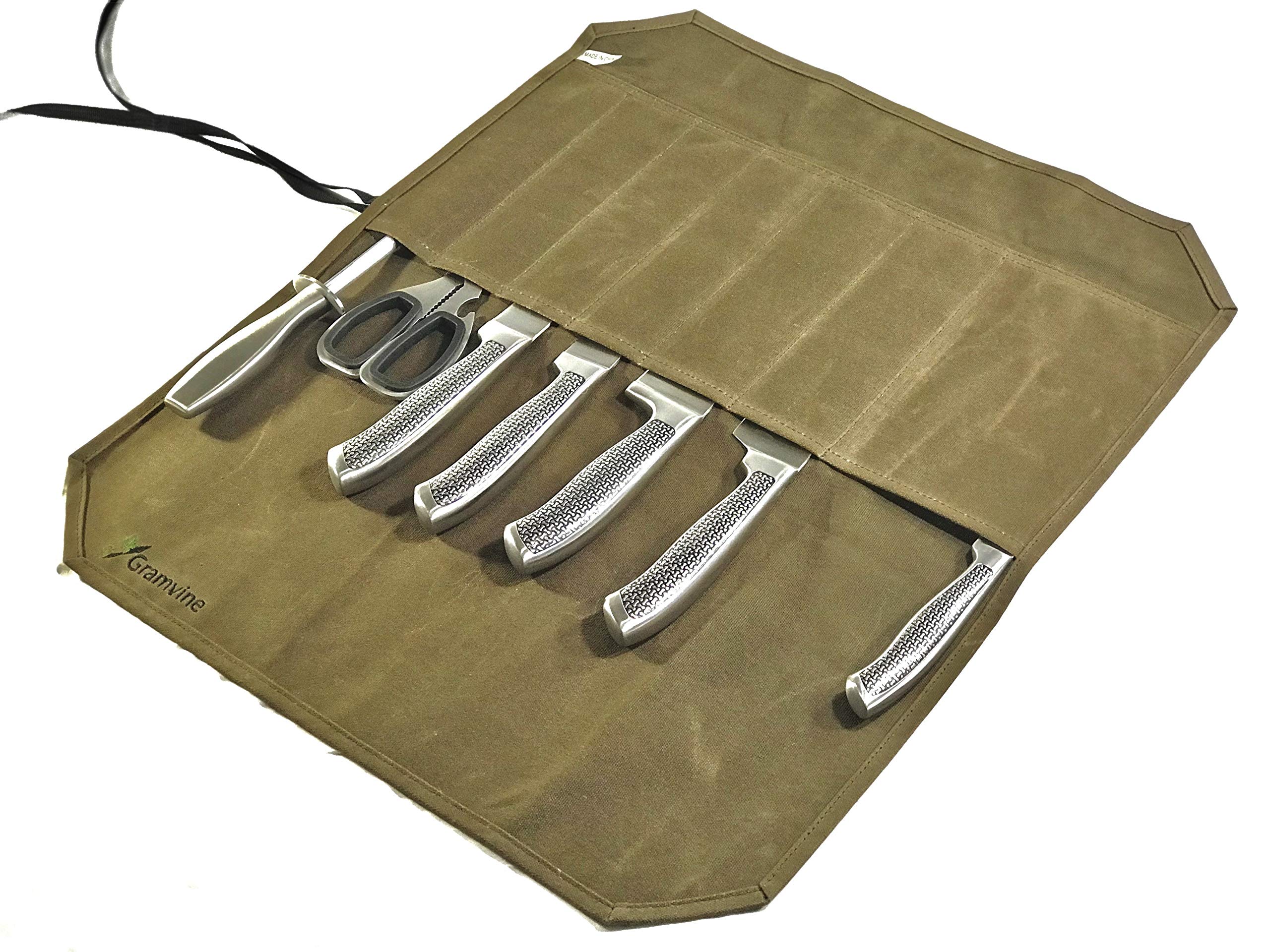 Professional Chef Knife Roll Box Waxing Canvas Tableware Knife Holder Home Kitchen Cooking Knife and Tableware Packaging  Bag Travel Tool Roll Bag Storage Bag Chef Knife Storage Bag