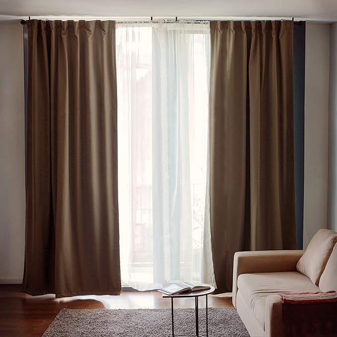 béla 2 件套遮光窗帘   1 张自由薄纱(卡其色,241.32 厘米长 x 254.