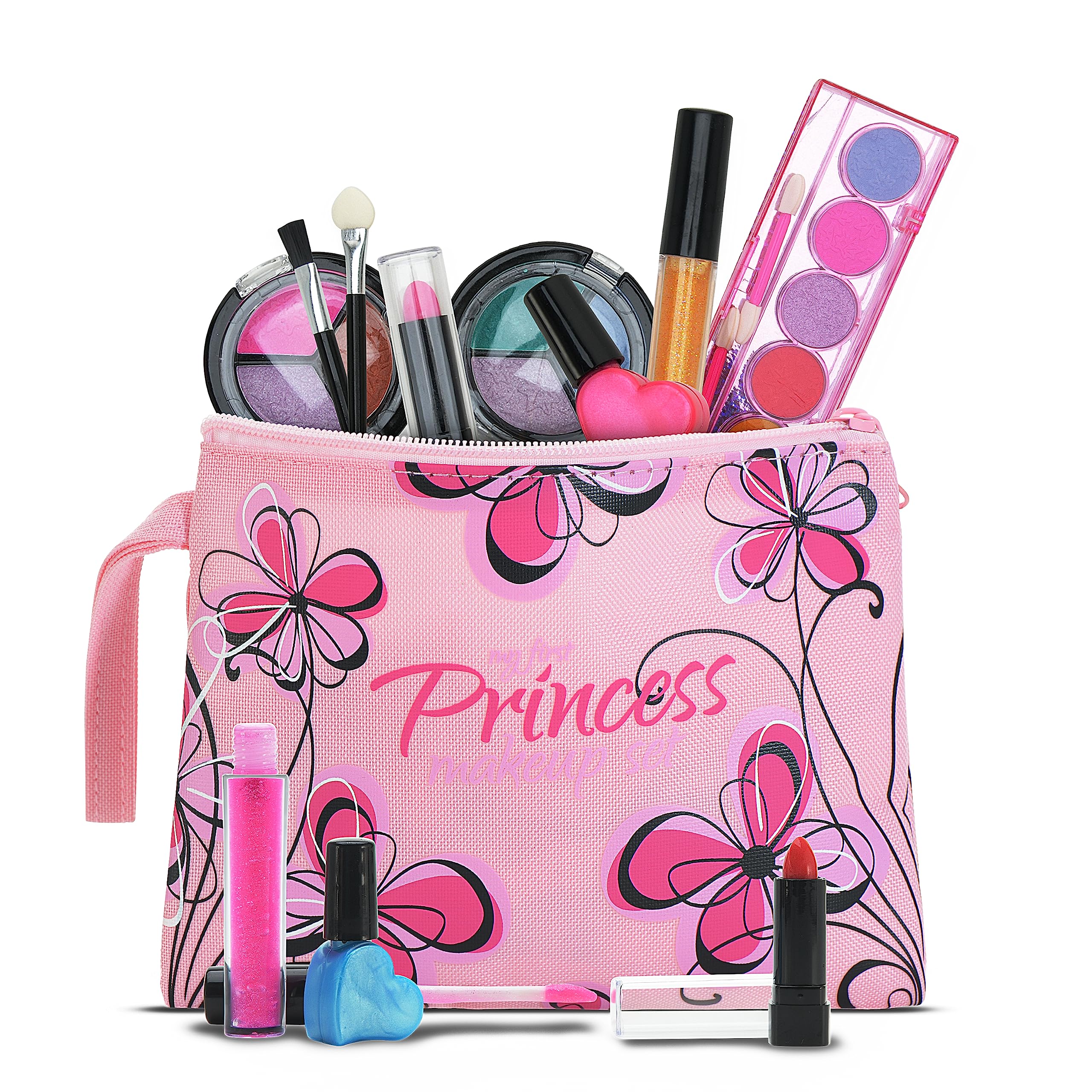 Playkidz Real Washable Princess Makeup Set - Girls Kids Makeup Set * - Full Makeup Set with Bag. (11 pieces)