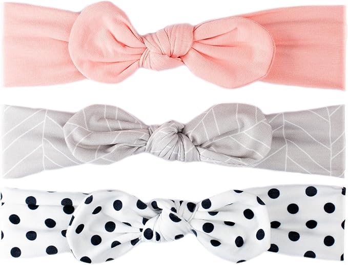 softbaby蝴蝶结发带3个棉质弹性发带配件适合婴儿女婴幼儿儿童