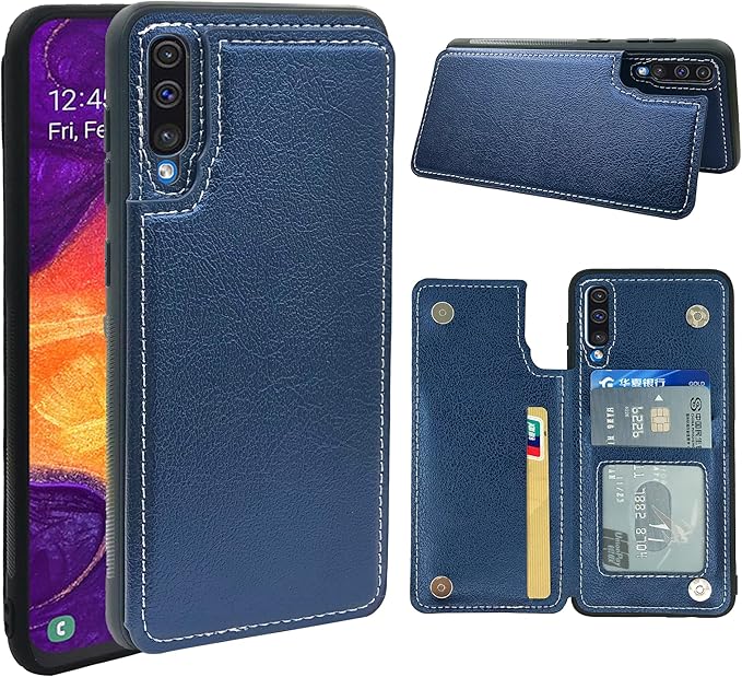 兼容三星 galaxy a50 a50s a30s 手机壳带皮革信用卡夹磁性背架手机