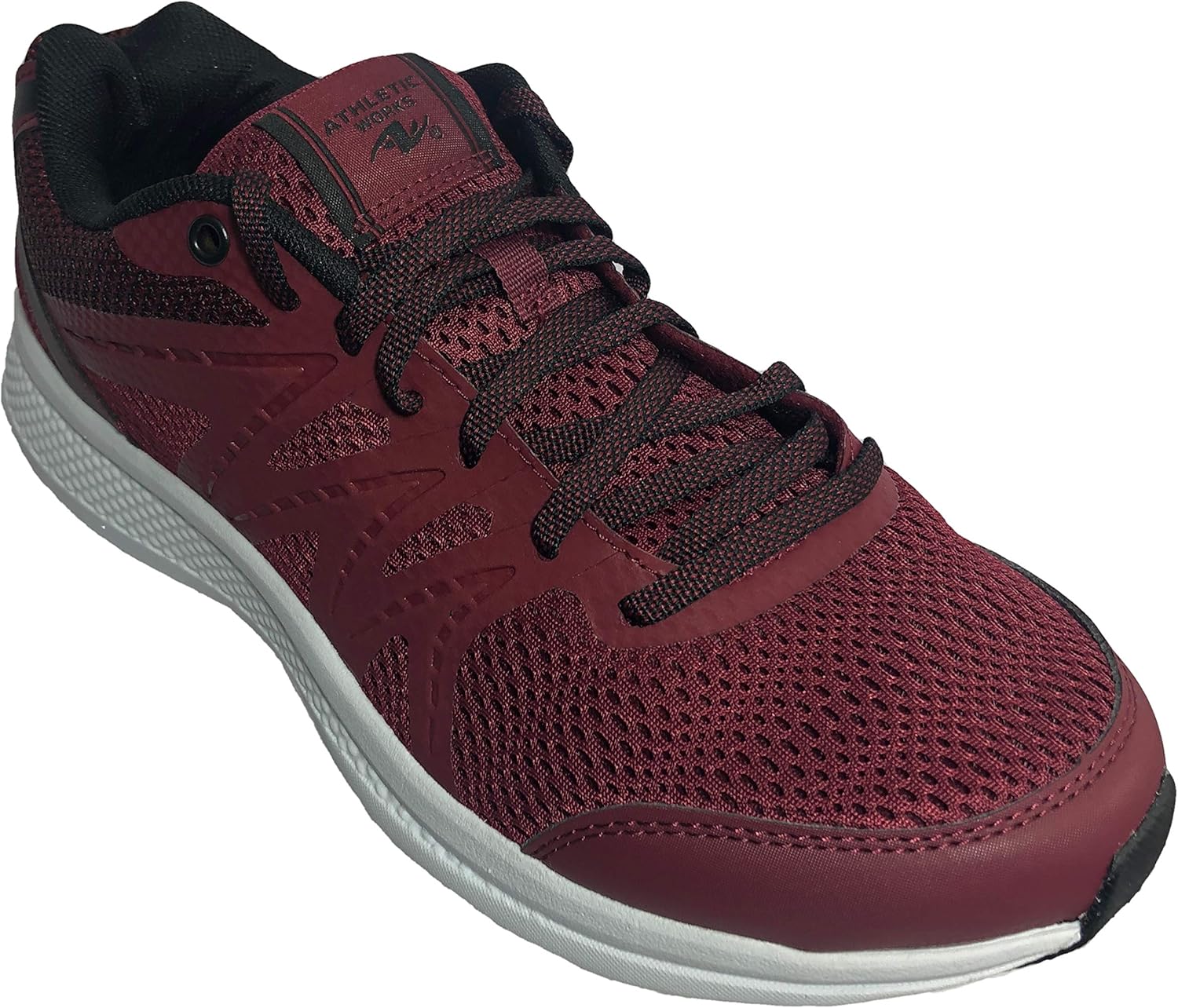 athletic works 男式轻质跑步鞋酒红色