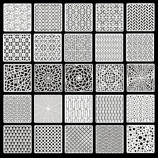 25 件混合几何模板空心绘画模板塑料绘图模板 可重复使用的艺术模板