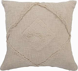lr home 纯色装饰双钻石棉抱枕,50.80 厘米 x 50.80 厘米,米色/白色