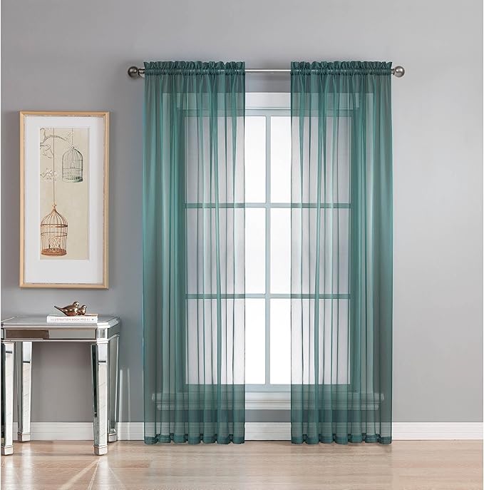 rod pocket curtain panel pair, dusty blue