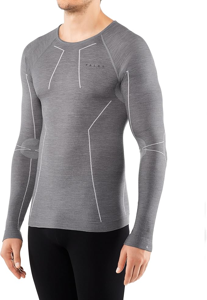 falke 男士 羊毛科技 长袖 运动功能衬衫 美利奴羊毛保暖内衣 透气速