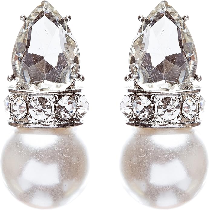 accessoriesforever 女士新娘婚礼珠宝水晶莱茵石优雅泪珠耳环 e863