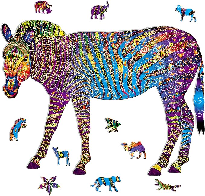 nise 140 片斑马动物形状拼图,带胶粘板 - 8.3 x 10.8 英寸(约 21.