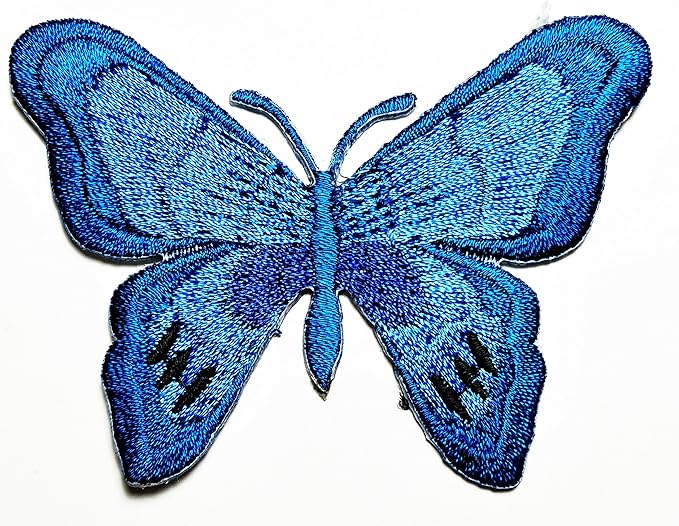 hho 蓝色蝴蝶可爱卡通补丁刺绣 diy 补丁,可爱贴花缝纫铁在儿童手工艺