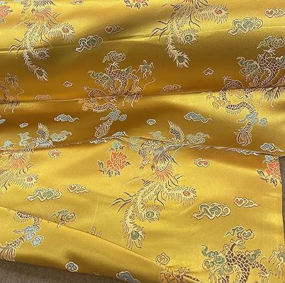 中国龙锦缎面料按码出售(金色)