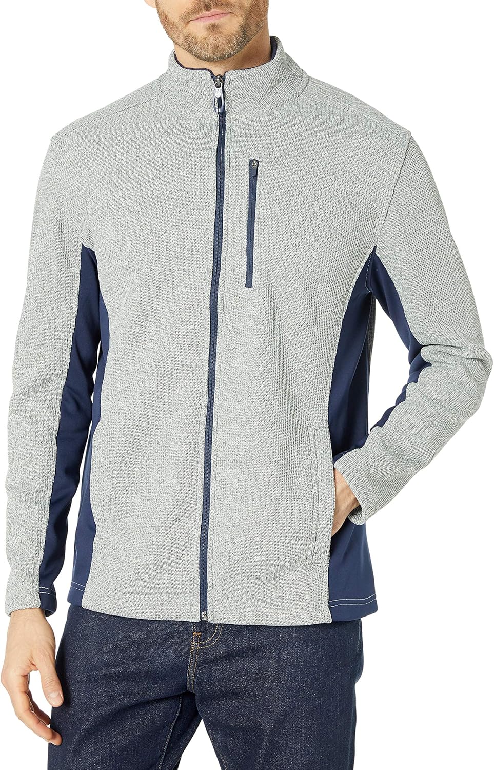 IZOD Men's Long Sleeve Full Zip Stratton Shaker Fleece Jacket 【Izod】 服饰