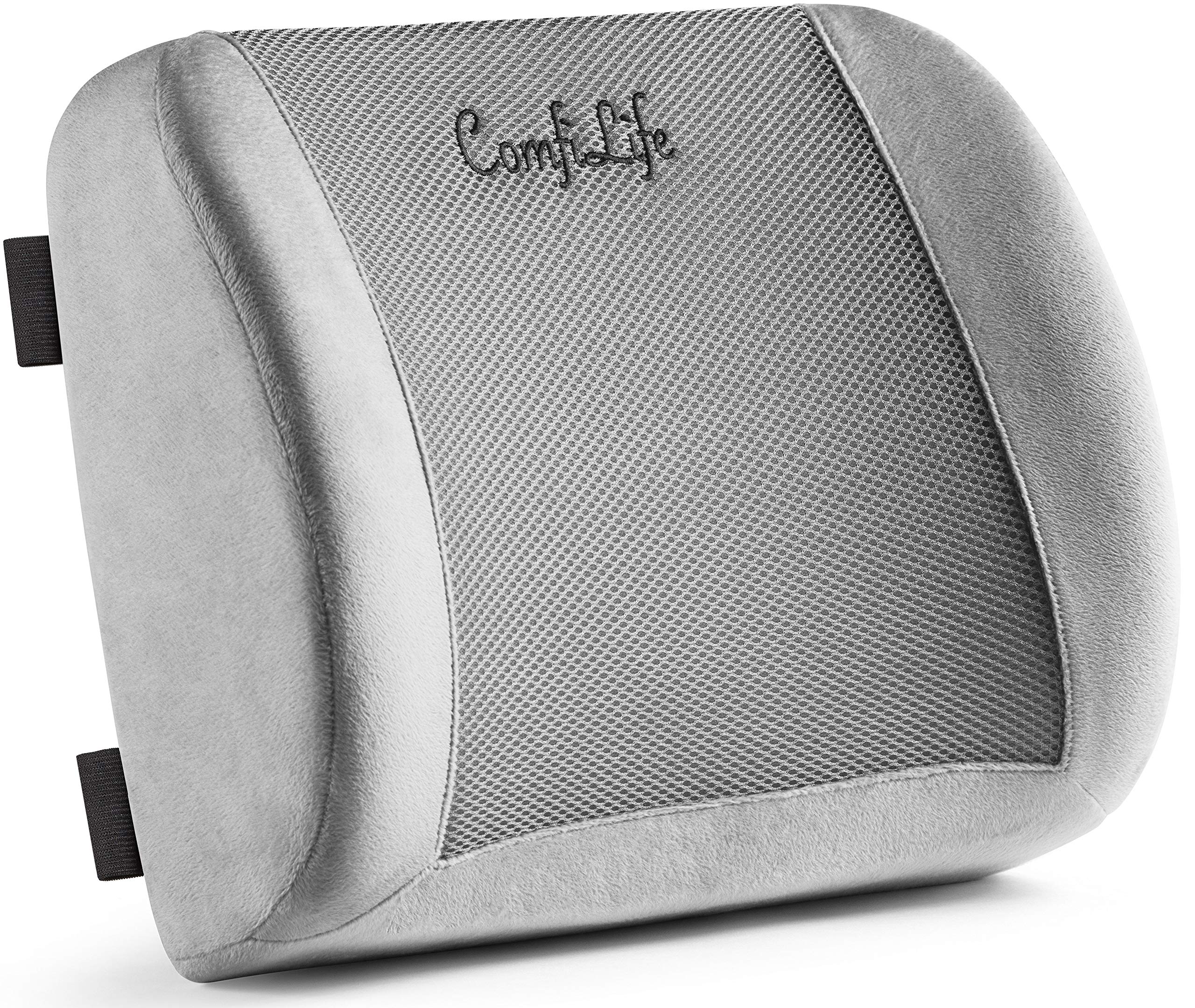 ComfiLife Lumbar support back cushions for office chairs and car seats - with adjustable straps and breathable 3D mesh memory sponge