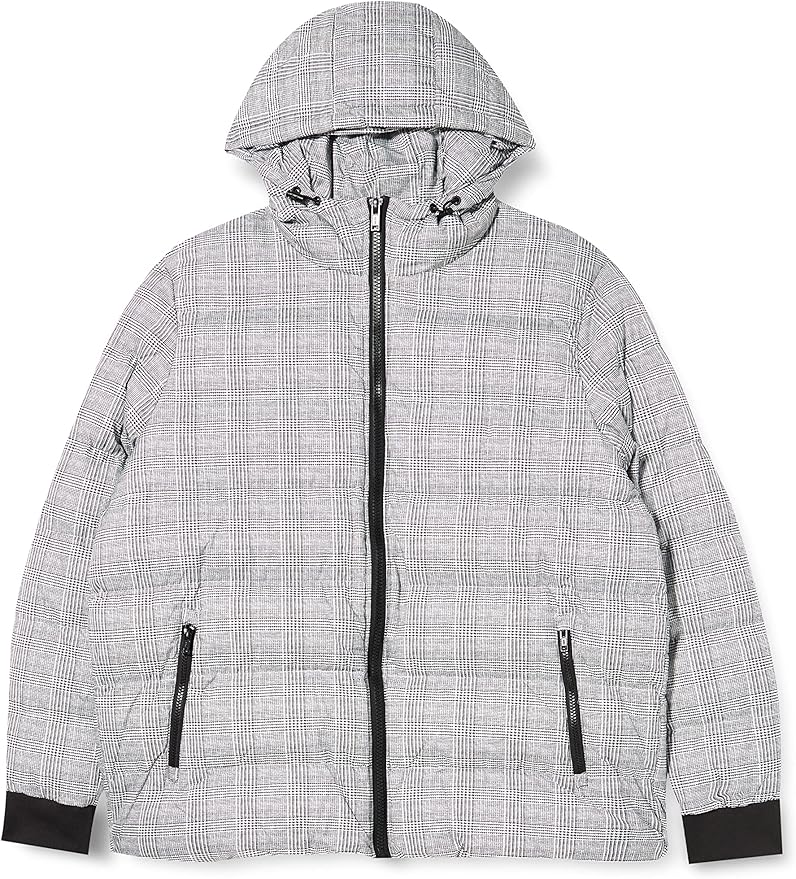 都市经典男式连帽格子羽绒服 【urban classics】 服饰箱包 - 亚马逊