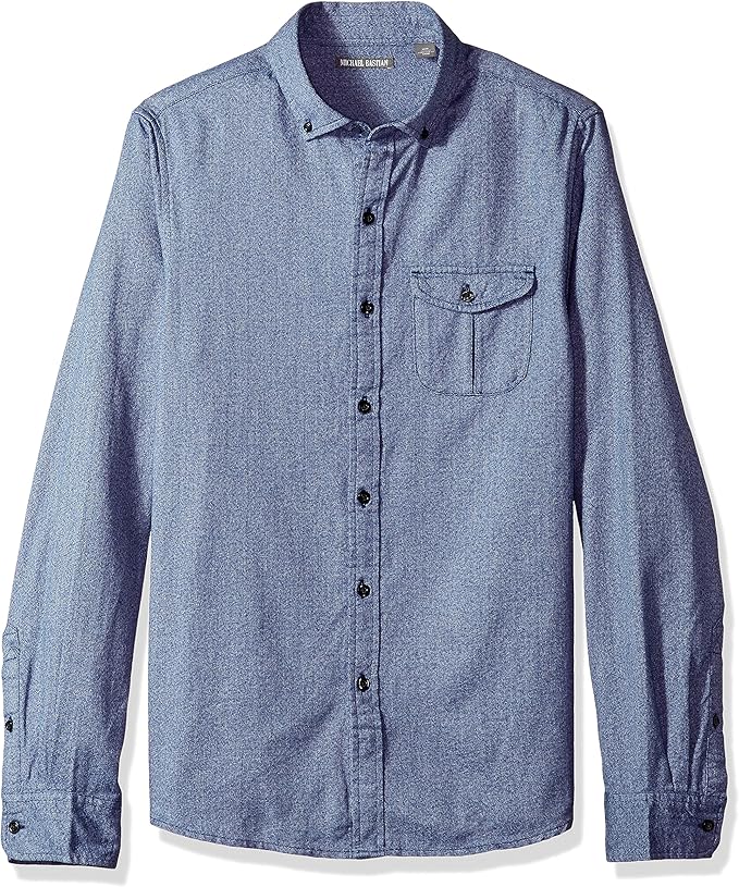 michael bastian 男式长袖 jaspe heather 梭织衬衫