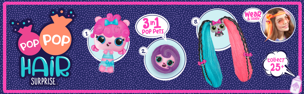 Mga Entertainment 流行的三合一pop宠物长发娃娃 带有惊奇的刷毛 多色 玩具 亚马逊中国