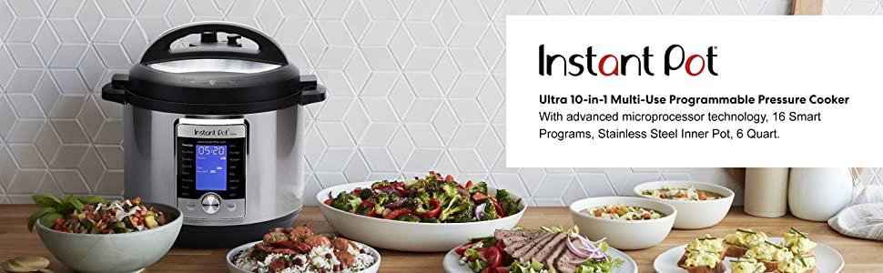 Instant Pot Ultra 6 夸脱 约5 678升10合1多用途可编程高压锅 慢炖锅 电饭煲 酸奶机 蛋糕制造机 煮蛋器 炒锅 蒸锅 加热和消毒 亚马逊中国 厨具